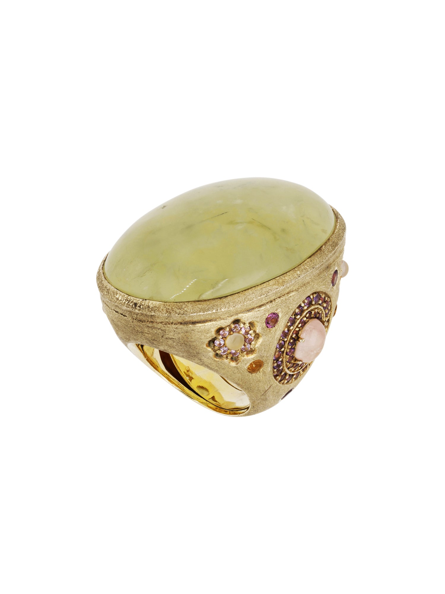 1qty NEW / Vermeil Bague cabochon prehnite 95 // RECO : 675€