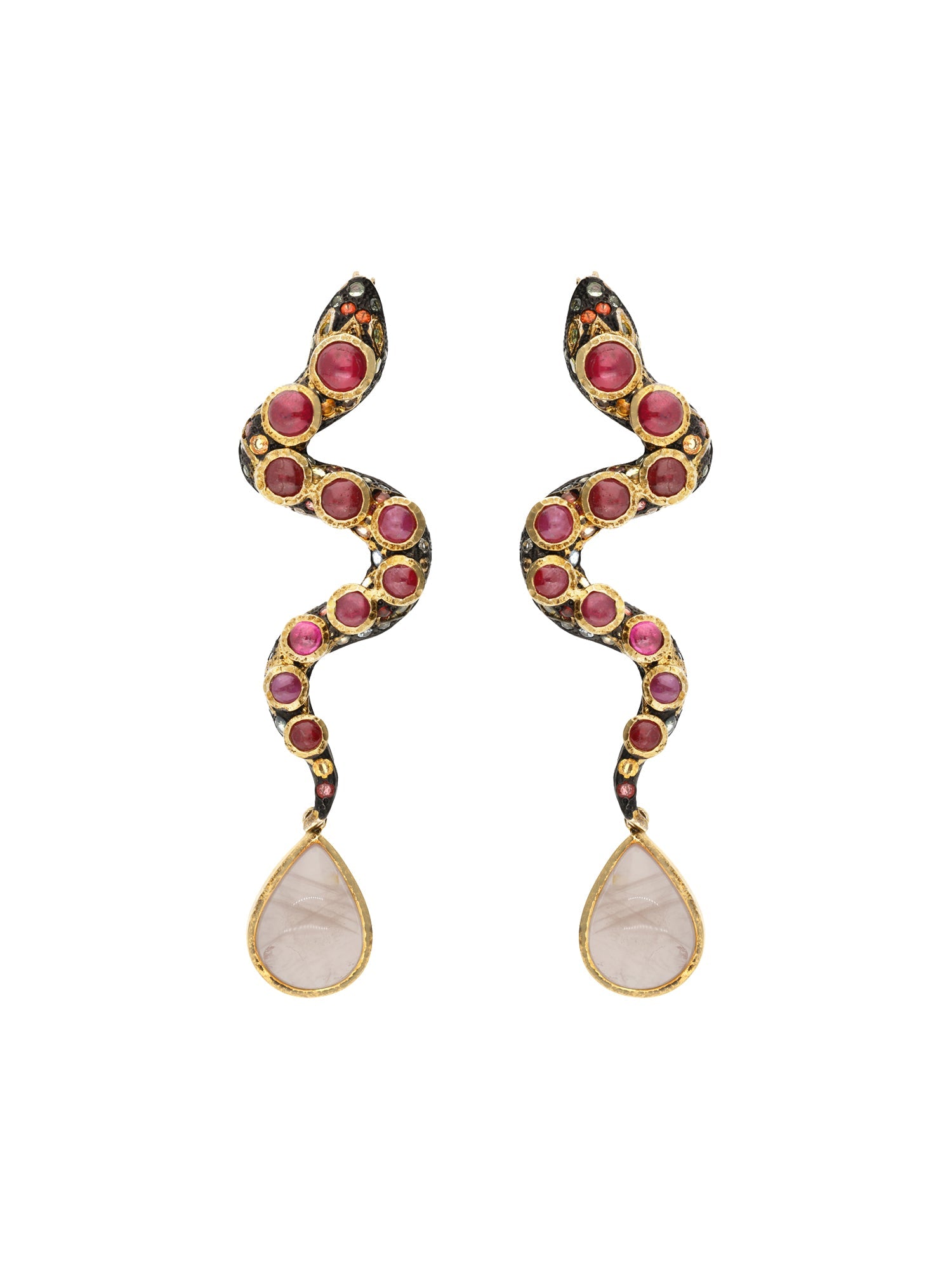 1qty DJV / QTY DISPO : 1-QTY VENDUES : 0-ST : 0% PRIX DJV : 695€ // Vermeil Boucles d'oreilles en vermeil serties de cabochon rubis 18 cts /// RECO : 644€