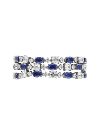 1qty NEW / Argent Rhodié bracelet argent rhodié serti de burmalite taille ovale bleu saphir // RECO : 1280€