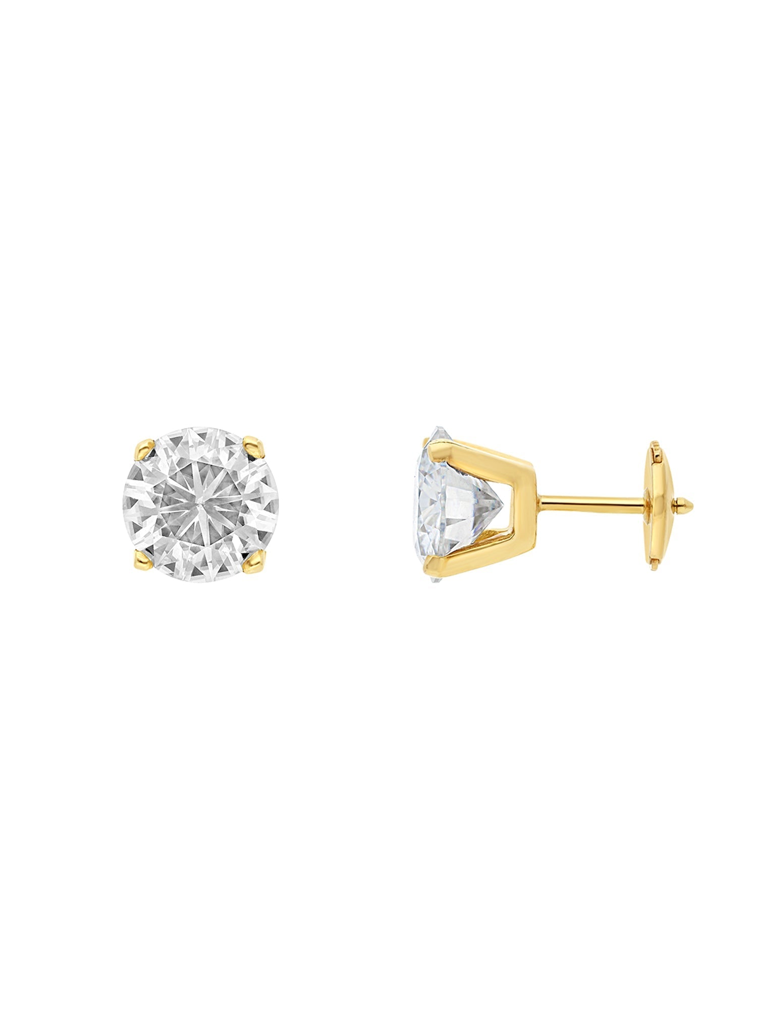 1qty DJV / QTY DISPO : 1-QTY VENDUES : 0-ST : 0% PRIX DJV : 1990€ // Or jaune 18ct Boucles d'oreilles en or jaune 18 carats serties de moissanite taille brillant 8mm /// RECO : 1920€