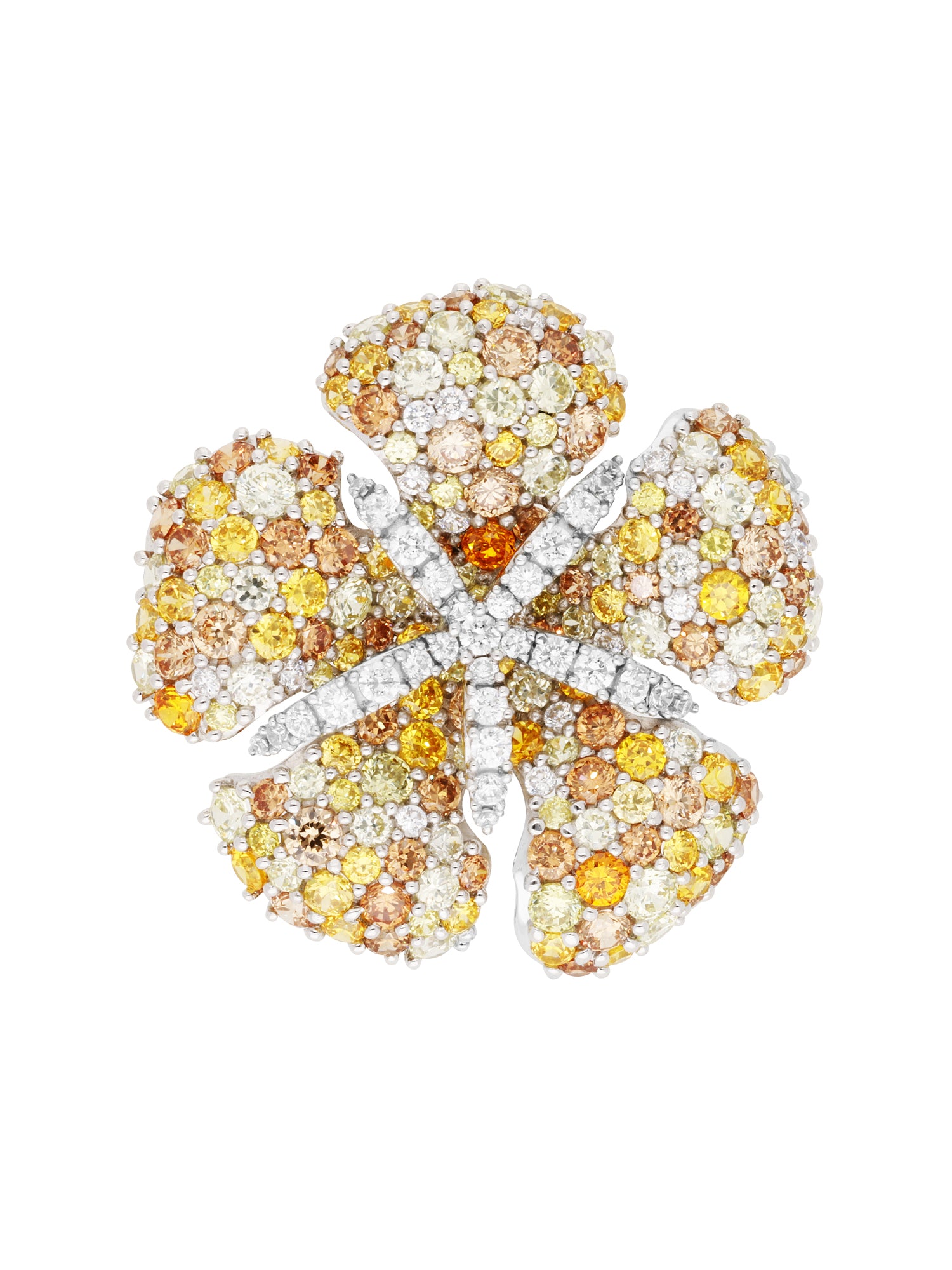 2qty NEW / Argent Rhodié Pendentif fleur pavé de Burmalite multi sur argent rhodié // RECO : 340€