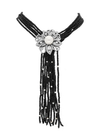 2qty NEW / Argent Collier multirangs spinelle et fleur Burmalite et perle d'eau douce // RECO : 530€