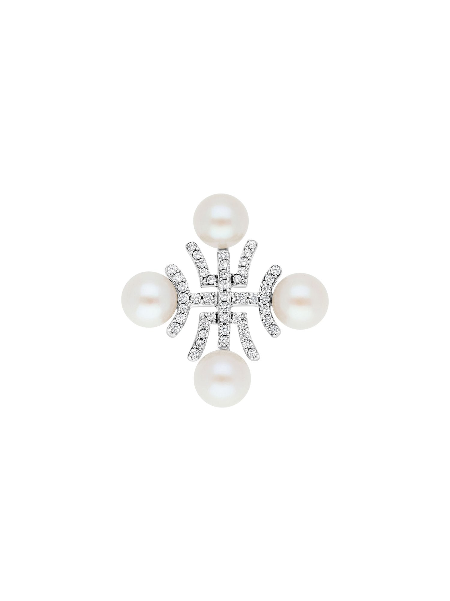 2qty DJV / QTY DISPO : 5-QTY VENDUES : 2-ST : 40% PRIX DJV : 120€ // Argent Rhodié Pendentif en argent rhodié serti de perle d'eau douce 10mm et pavée de Burmalite™ blanche /// RECO : 113€