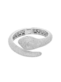 2qty NEW / Argent Bracelet serpent rigide serti de pavage burmalite™ blanche // RECO : 496€