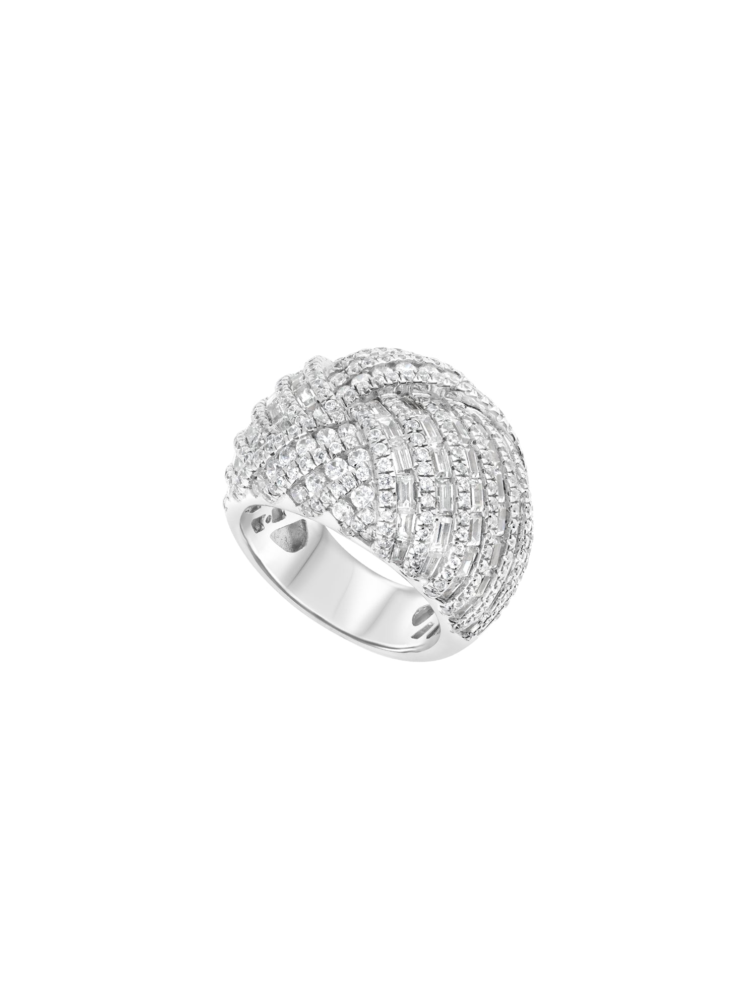 3qty DJV / QTY DISPO : 4-QTY VENDUES : 1-ST : 25% PRIX DJV : 395€ // Argent Rhodié Bague croisée en argent rhodié sertie de Burmalite™ blanche taille brillant /// RECO : 338€