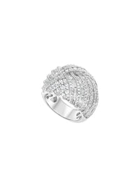 3qty DJV / QTY DISPO : 4-QTY VENDUES : 1-ST : 25% PRIX DJV : 395€ // Argent Rhodié Bague croisée en argent rhodié sertie de Burmalite™ blanche taille brillant /// RECO : 338€