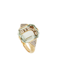 1qty NEW / Or jaune 18ct Bague sur or jaune 18 carat sertie d'une éméraude améthyste verte // RECO : 875€