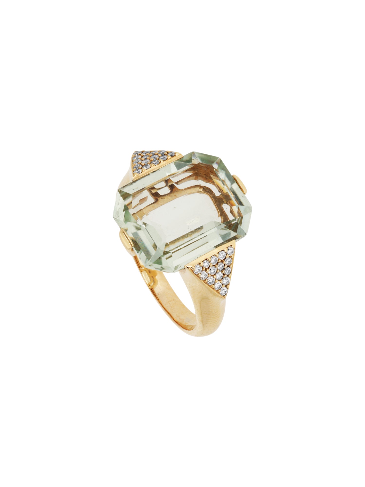 1qty NEW / Or jaune 18ct Bague sur or jaune 18 carat sertie d'une éméraude améthyste verte // RECO : 875€