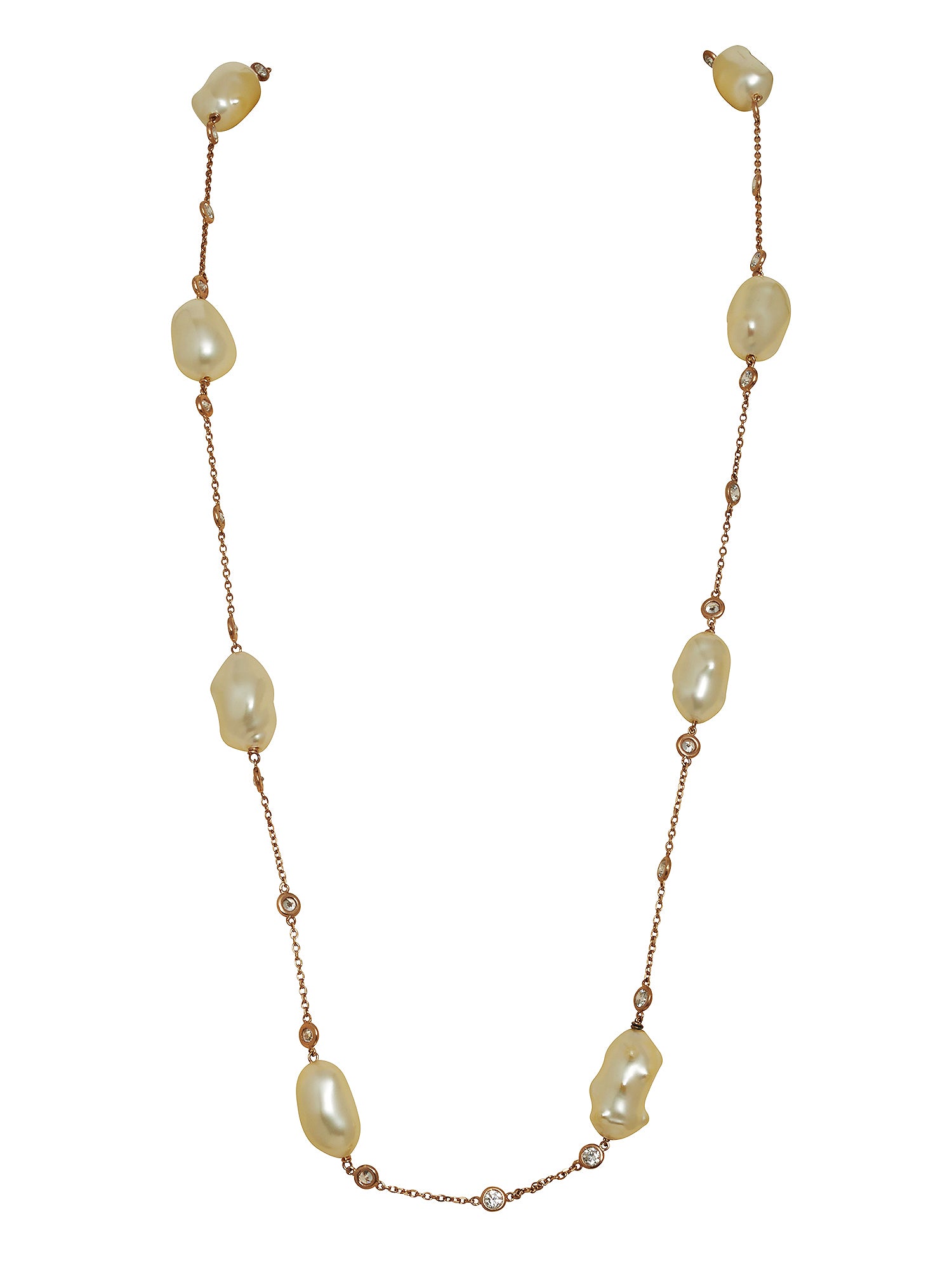 2qty NEW / Vermeil Sautoir sur vermeil burmalite™ sertis clos et perle baroque synthétique // RECO : 348€