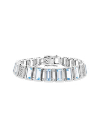 2qty NEW / Argent Rhodié bracelet sur argent rhodié serti de topaze bleu clair 18 // RECO : 285€