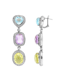 1qty DJV / QTY DISPO : 0-QTY VENDUES : 0-ST : 0% PRIX // Argent Rhodié Boucles d'oreilles sur argent rhodié serties de taille briolette améthyste /// RECO : 560€
