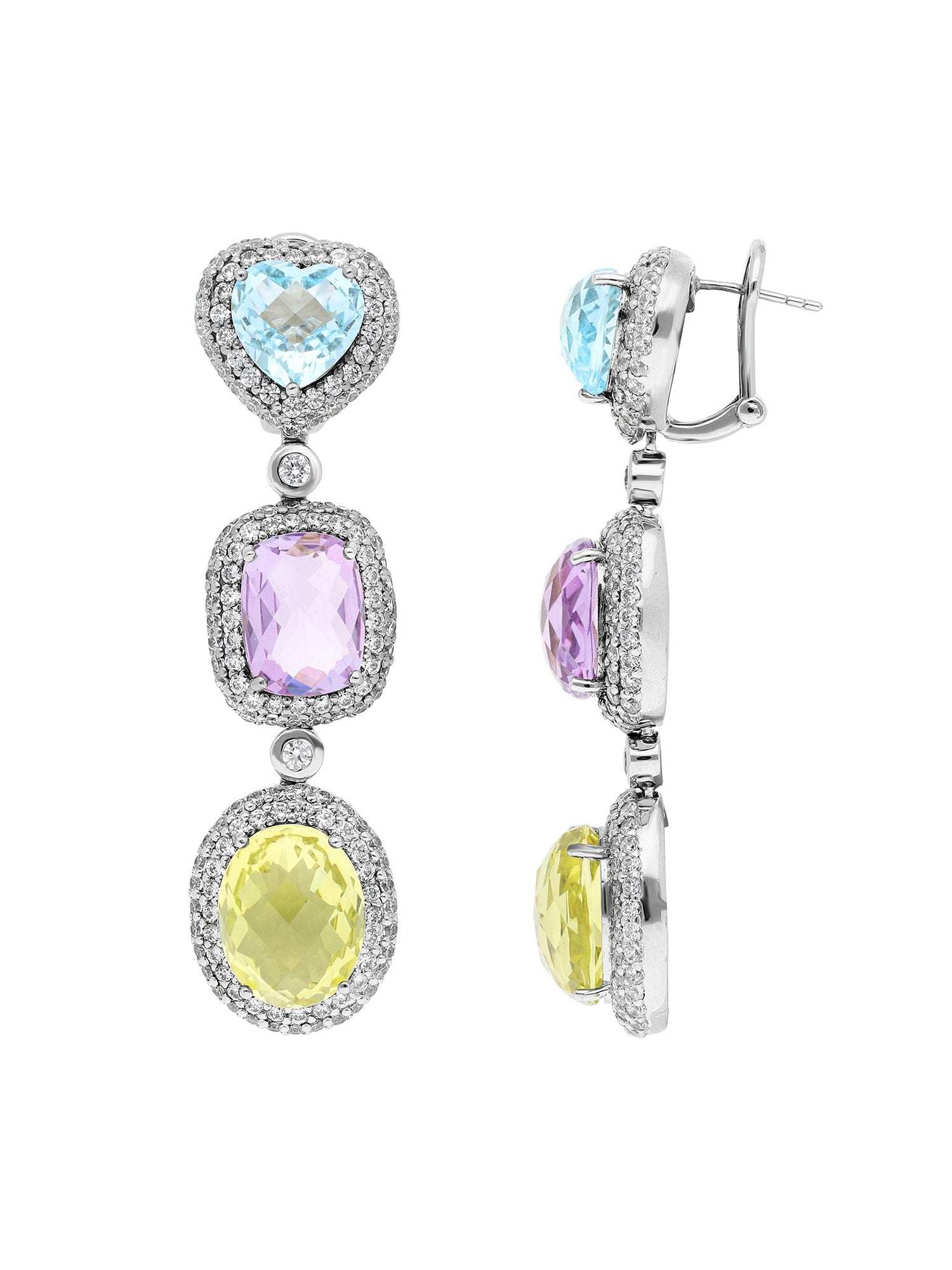 1qty DJV / QTY DISPO : 0-QTY VENDUES : 0-ST : 0% PRIX // Argent Rhodié Boucles d'oreilles sur argent rhodié serties de taille briolette améthyste /// RECO : 560€