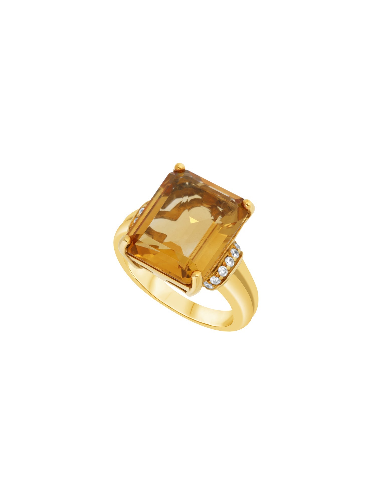 1qty DJV / QTY DISPO : 1-QTY VENDUES : 1-ST : 100% PRIX DJV : 220€ // Vermeil Bague sur vermeil sertie d'une taille émeraude citrine 7 /// RECO : 210€