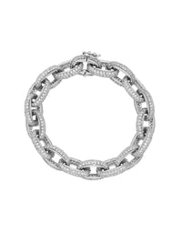 1qty NEW / Argent Rhodié Bracelet maillons pavé de Burmalite blanche en argent rhodié // RECO : 705€
