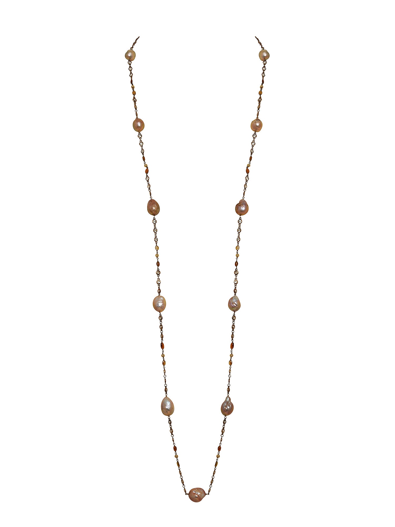 1qty NEW / Vermeil Sautoir perles d'eau douce violines et Burmalite taille brillant serti clos sur vermeil // RECO : 570€