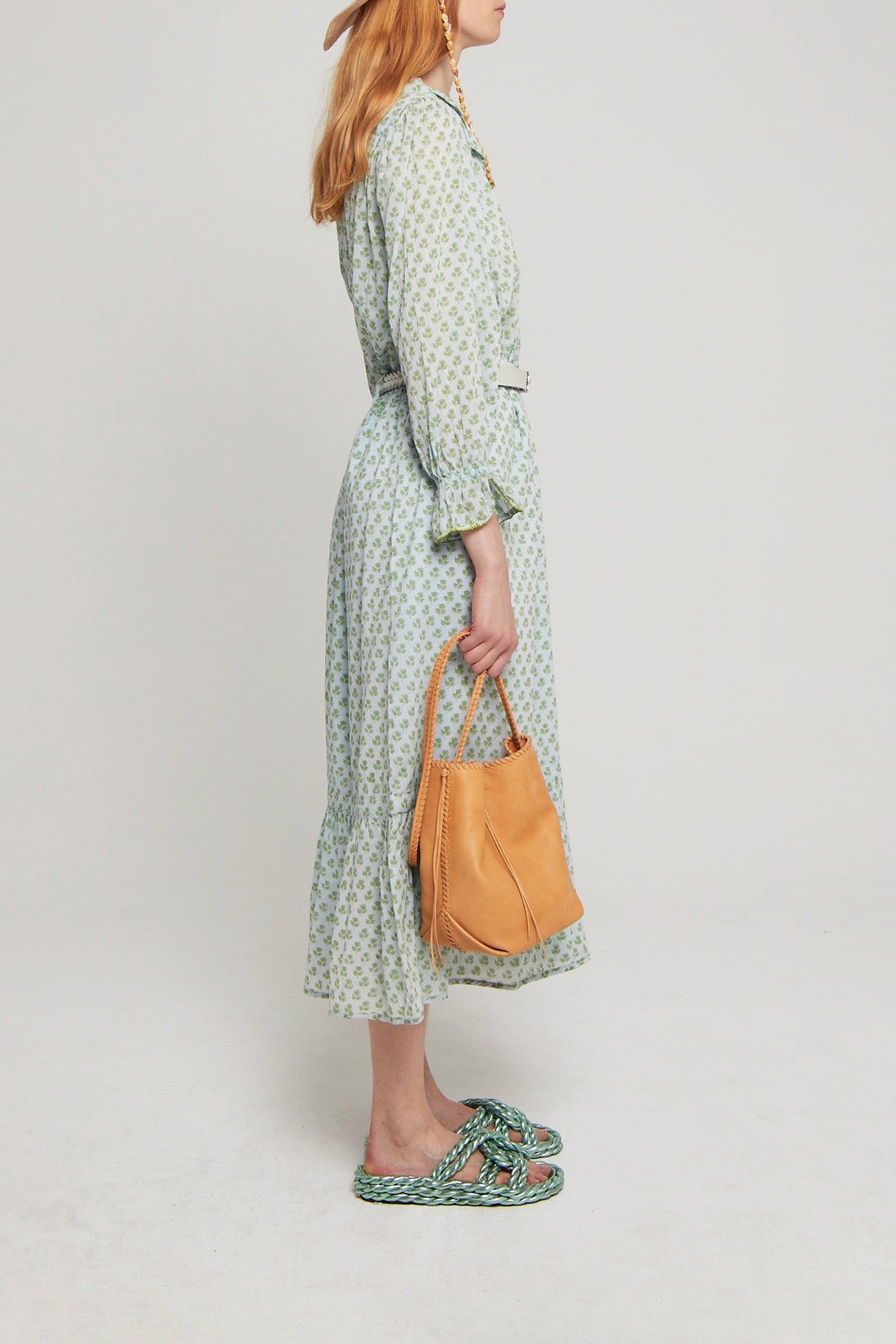 Robe Jones fleurie coupe mi-longue - Blue