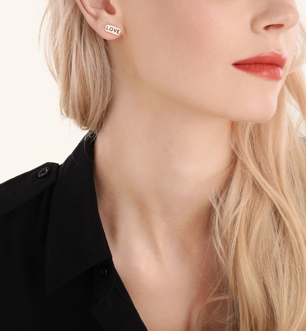Mono boucle d'oreille Love en or rose 9K - Or Rose