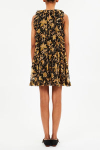 Robe mini Signe à volants en cascade en soie - Forsythia