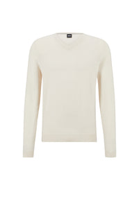 Pull Batisse à col V en laine - Open White