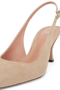 Olivia leather slingback heels - Medium Beige