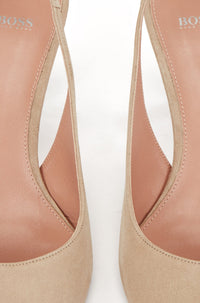 Olivia leather slingback heels - Medium Beige