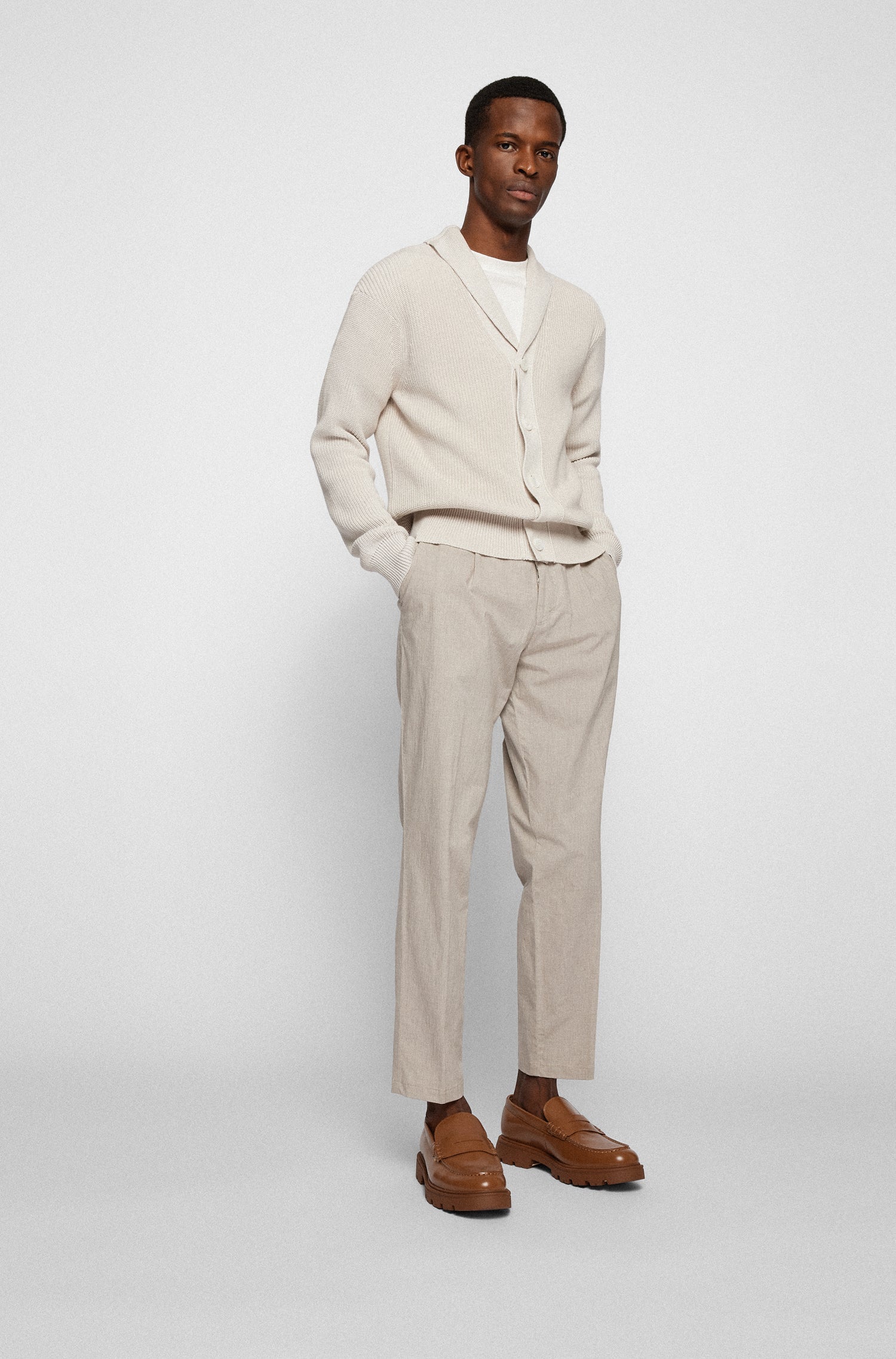 OPEN BEIGE // FORMAL TROUSERS C-PERIN-PLEAT-W-222