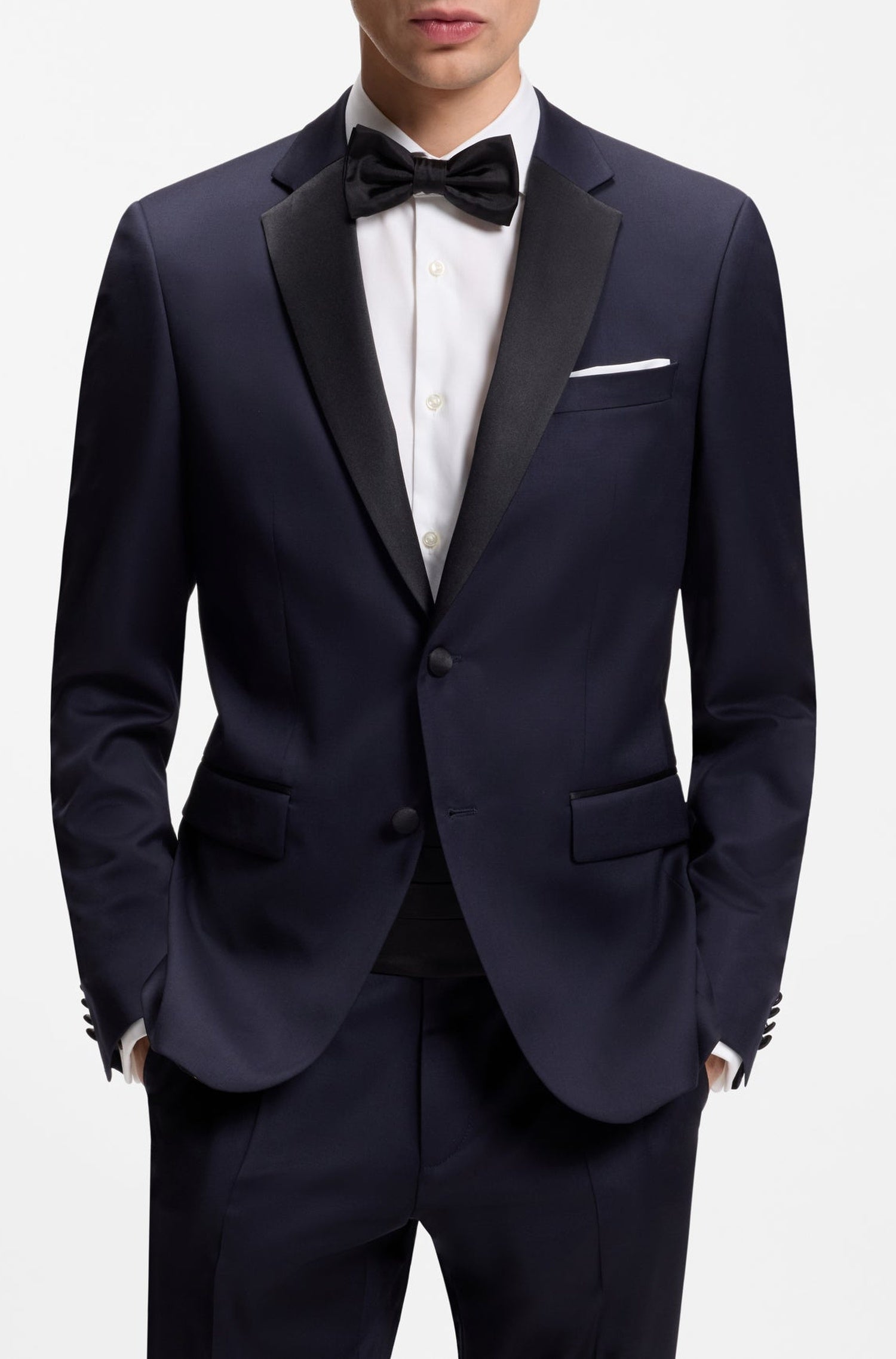 Plain pocket square - White