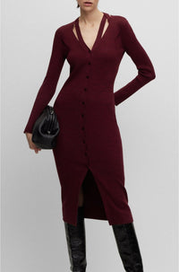 Robe Facene en laine - Open Red