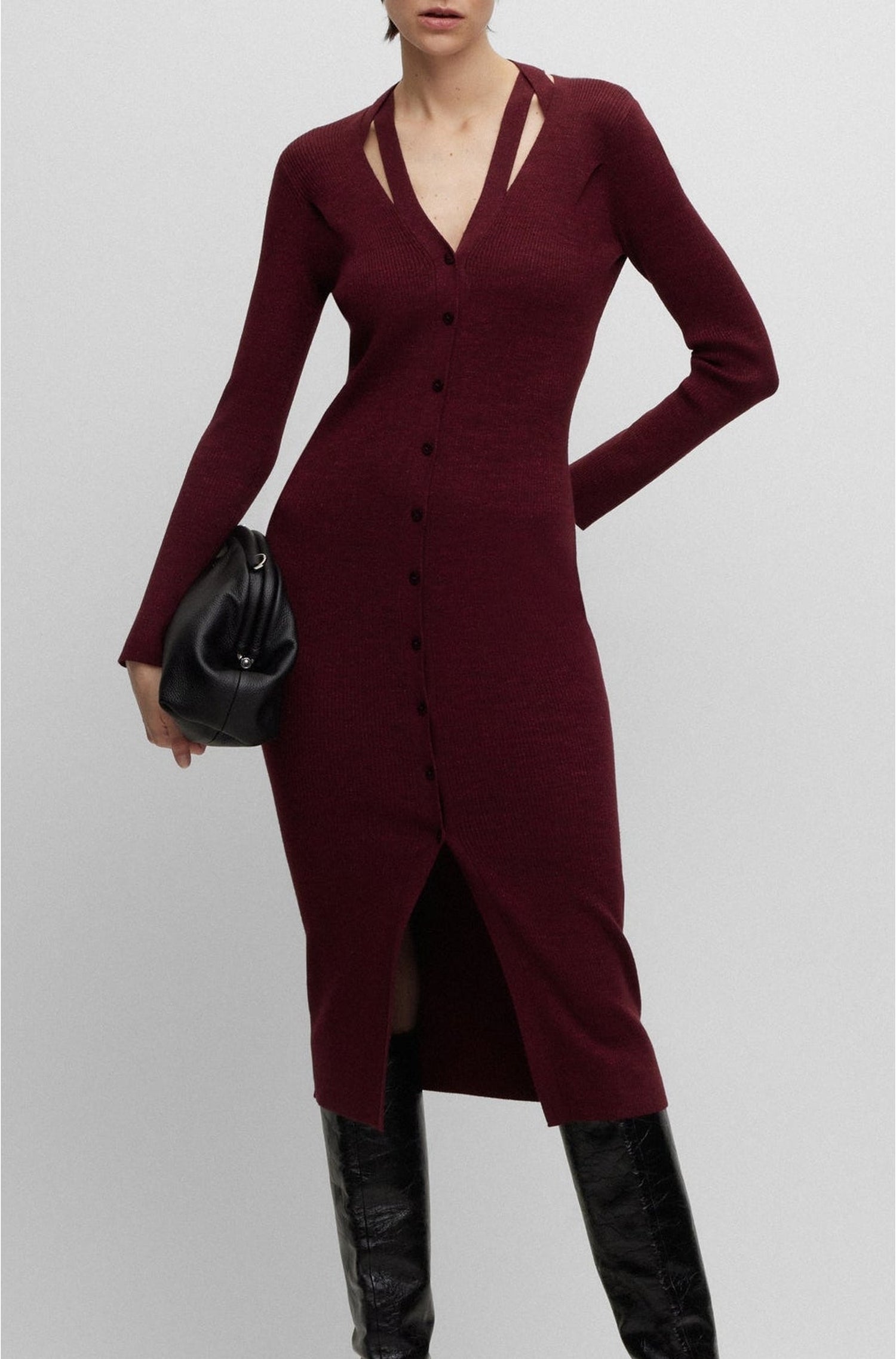 Robe Facene en laine - Open Red