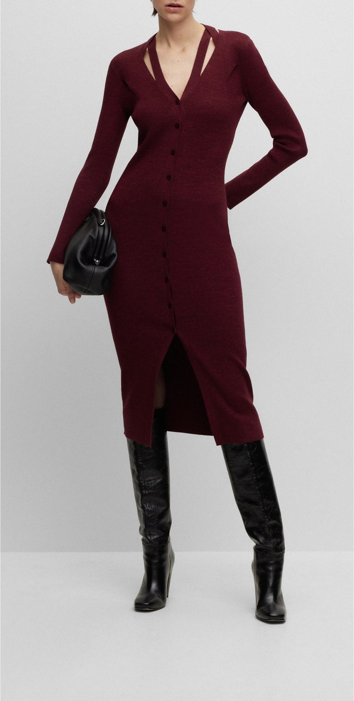Robe Facene en laine - Open Red