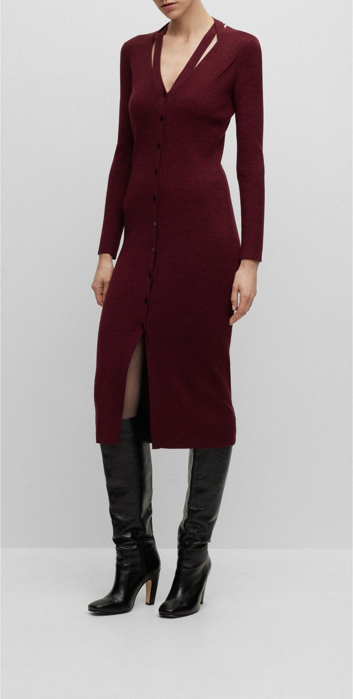 Robe Facene en laine - Open Red