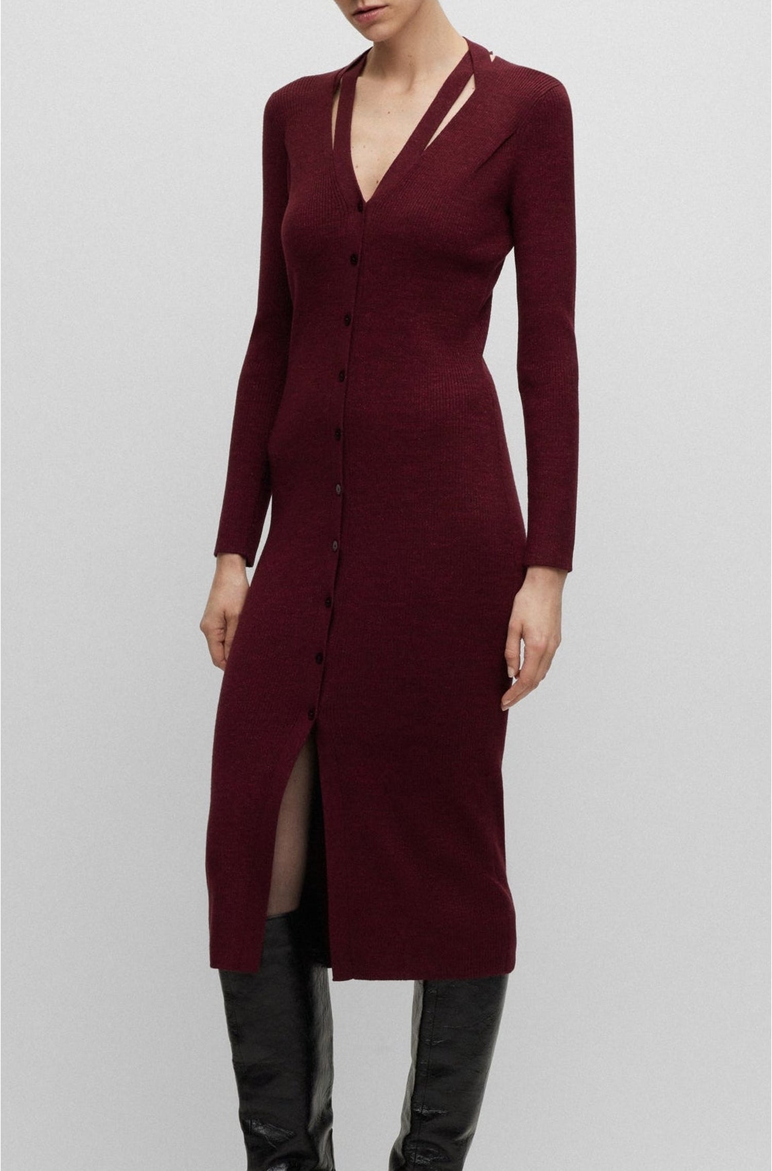 Robe Facene en laine - Open Red