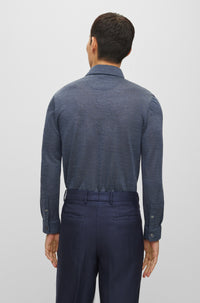 Pointer silk polo shirt - Dark Blue