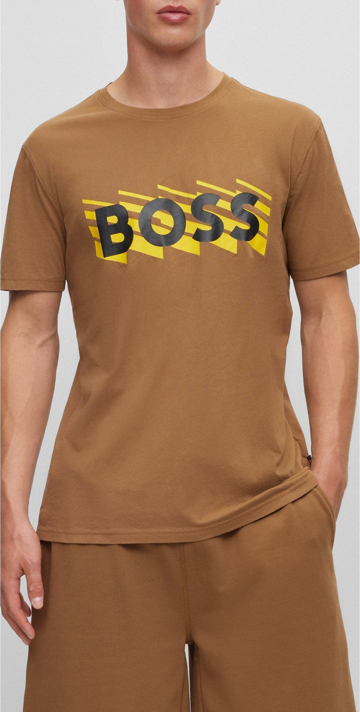 Logo T-shirt with round neck - Open Beige
