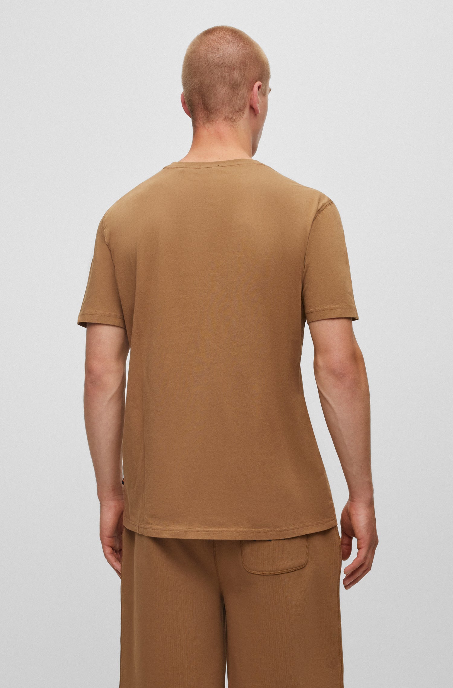 Logo T-shirt with round neck - Open Beige