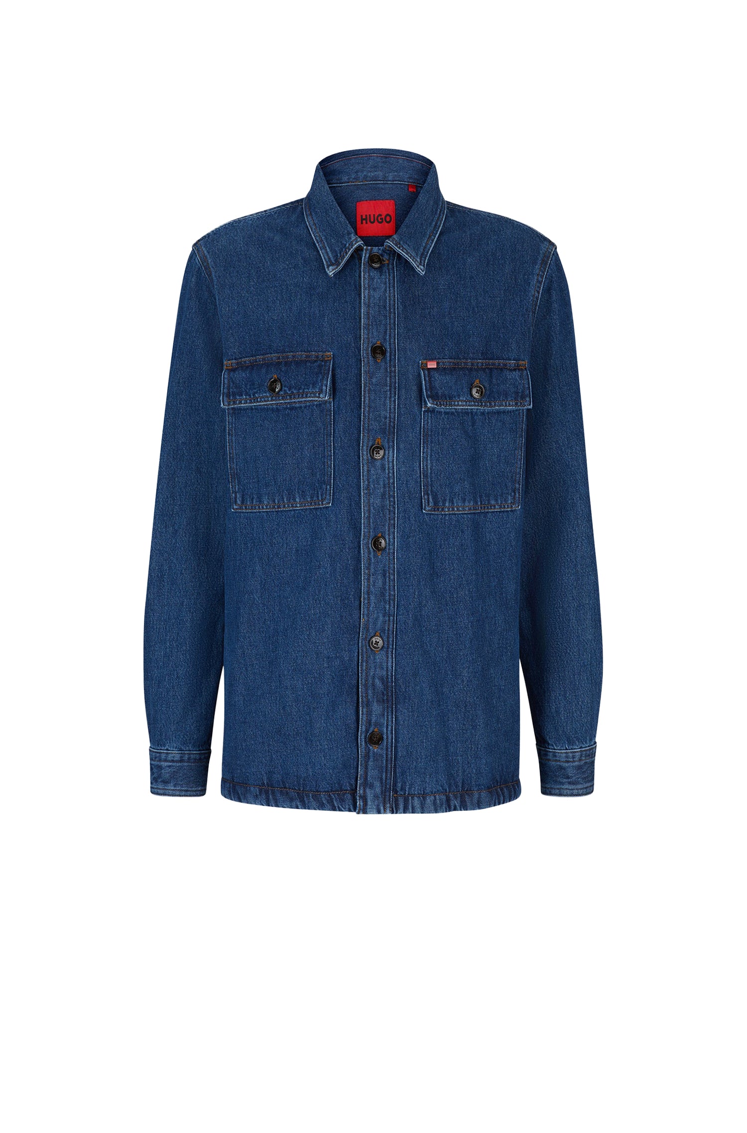 Chemise à poches plaquées en denim - Navy