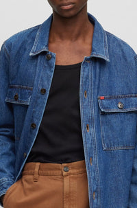 Chemise à poches plaquées en denim - Navy