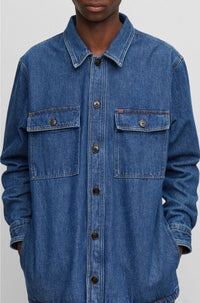 Chemise à poches plaquées en denim - Navy
