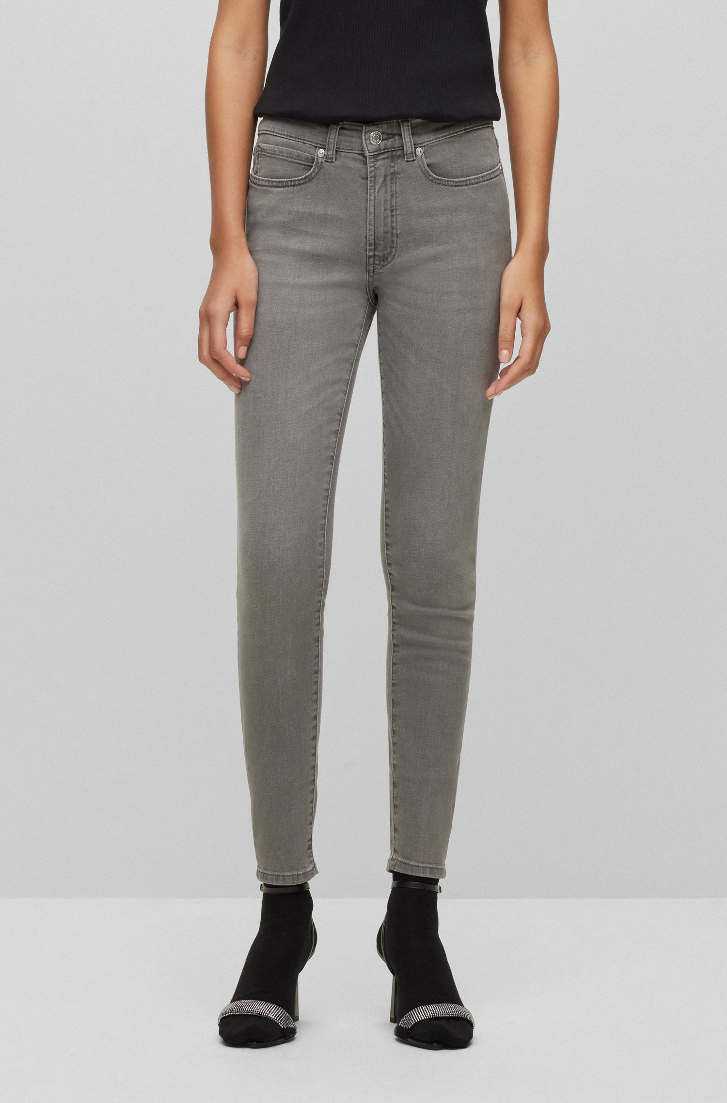 Jean extra slim à boutons et zip - Medium Grey