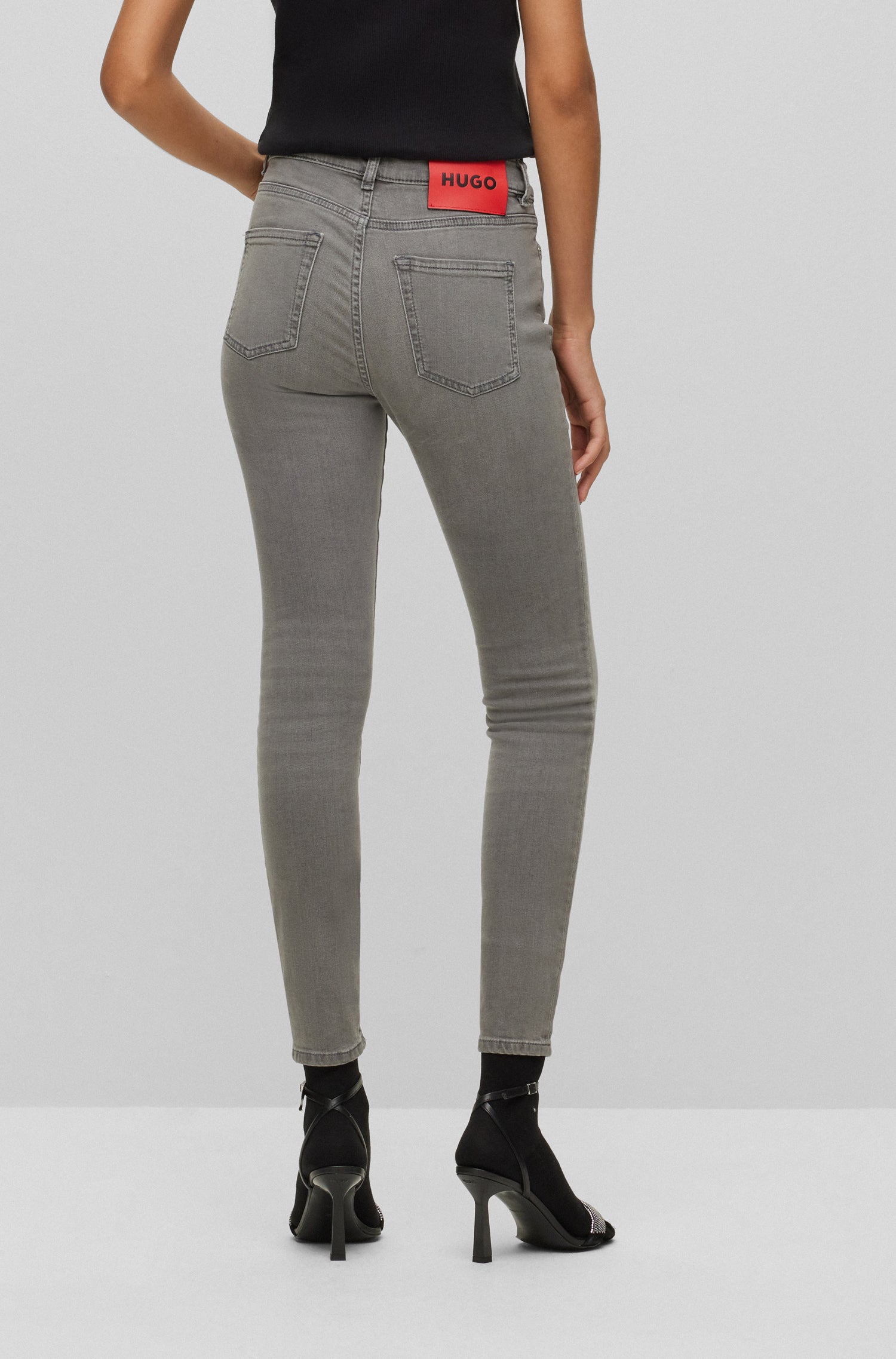 Jean extra slim à boutons et zip - Medium Grey
