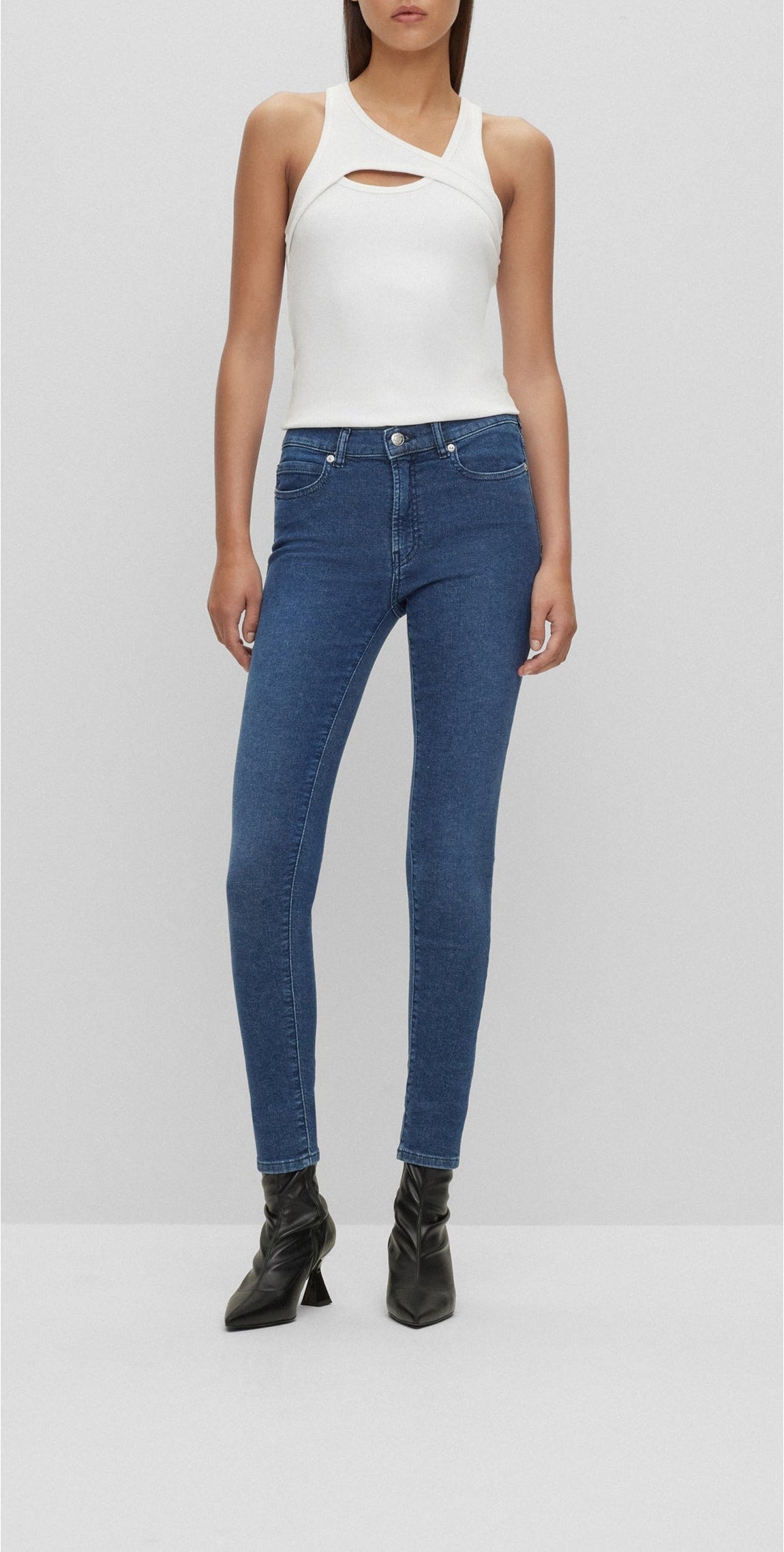 Jean slim à boutons et zip - Bright Blue