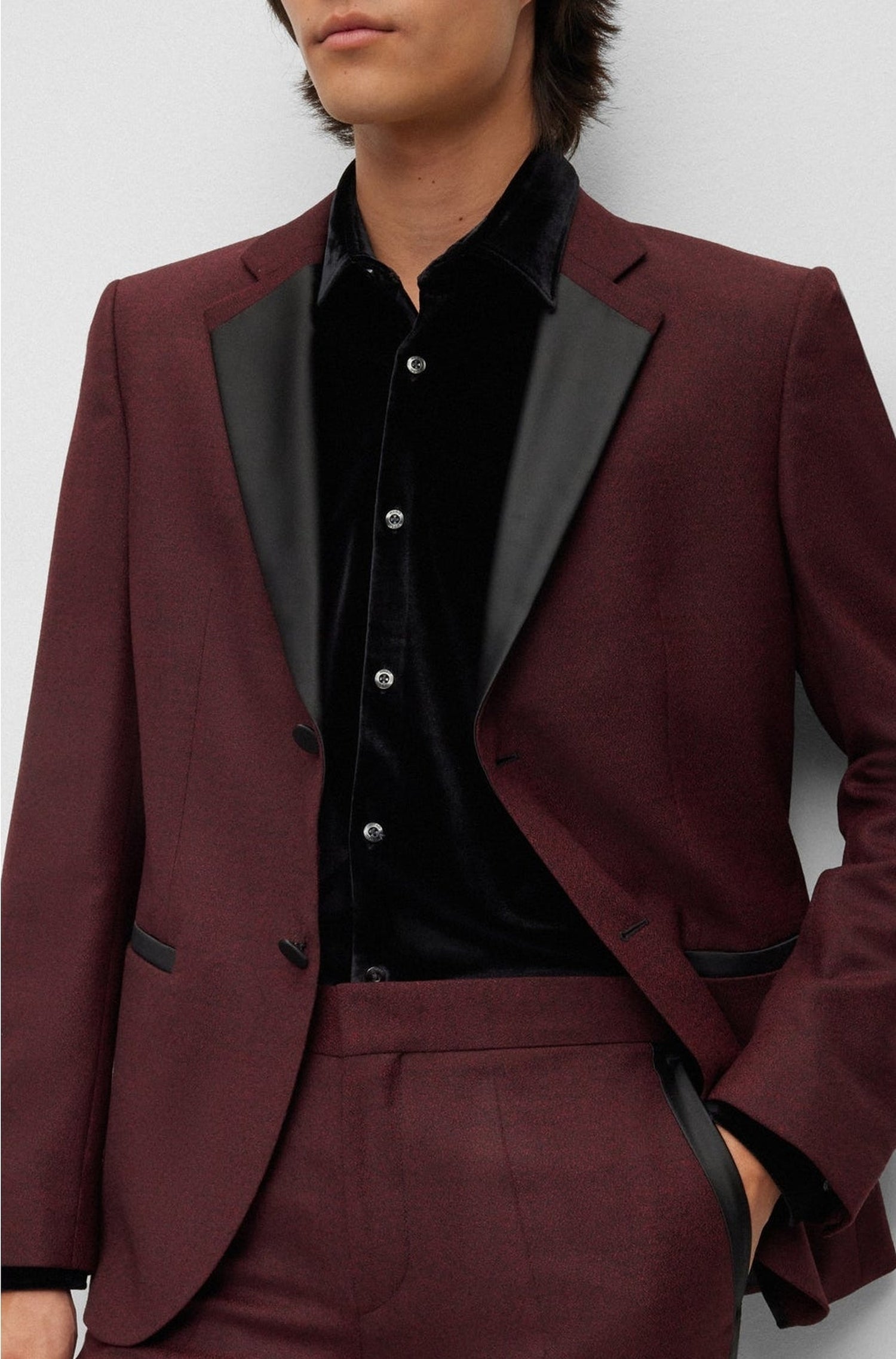 Veste de costume Henry en laine mélangée - Dark Red