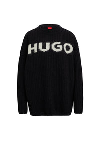 Oversized wool slogan jumper - Black