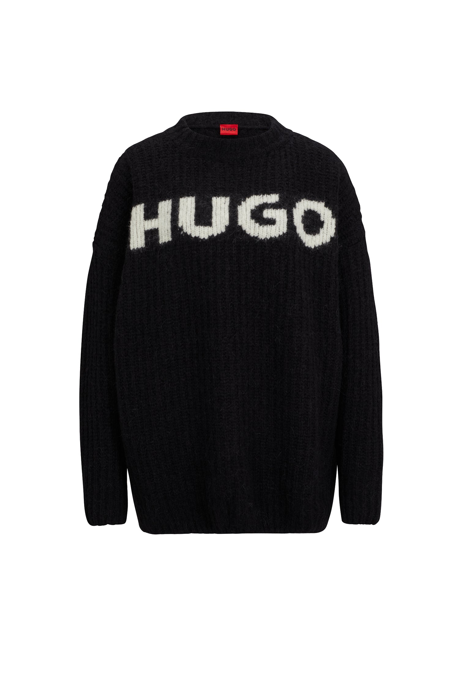 Oversized wool slogan jumper - Black