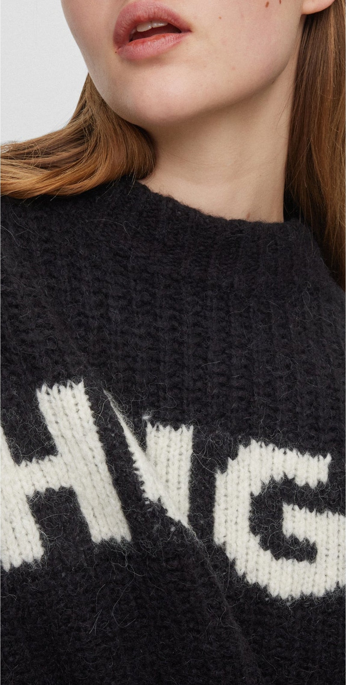 Oversized wool slogan jumper - Black