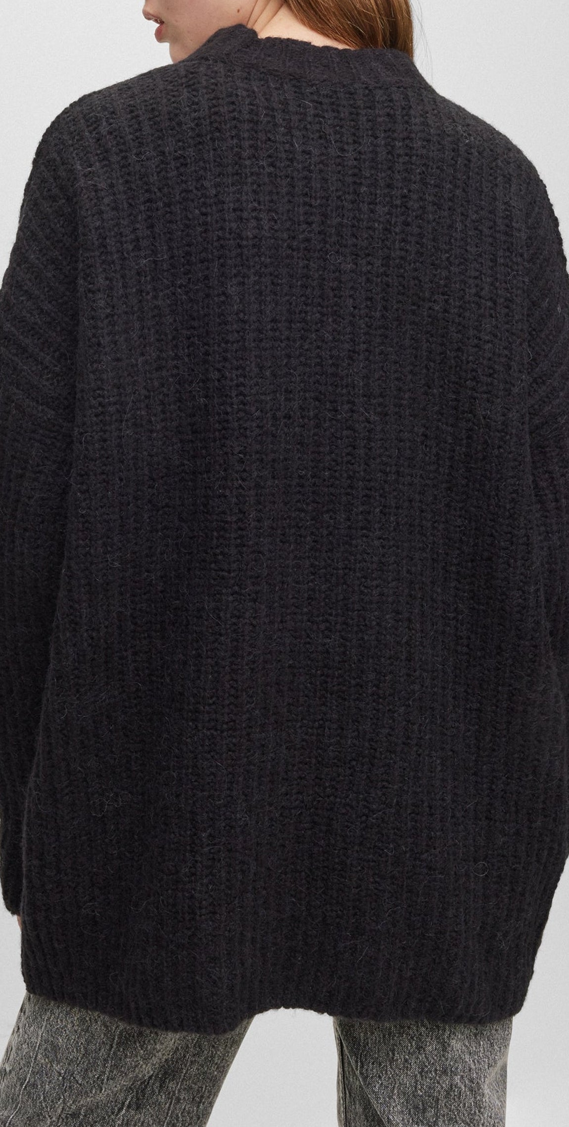 Oversized wool slogan jumper - Black