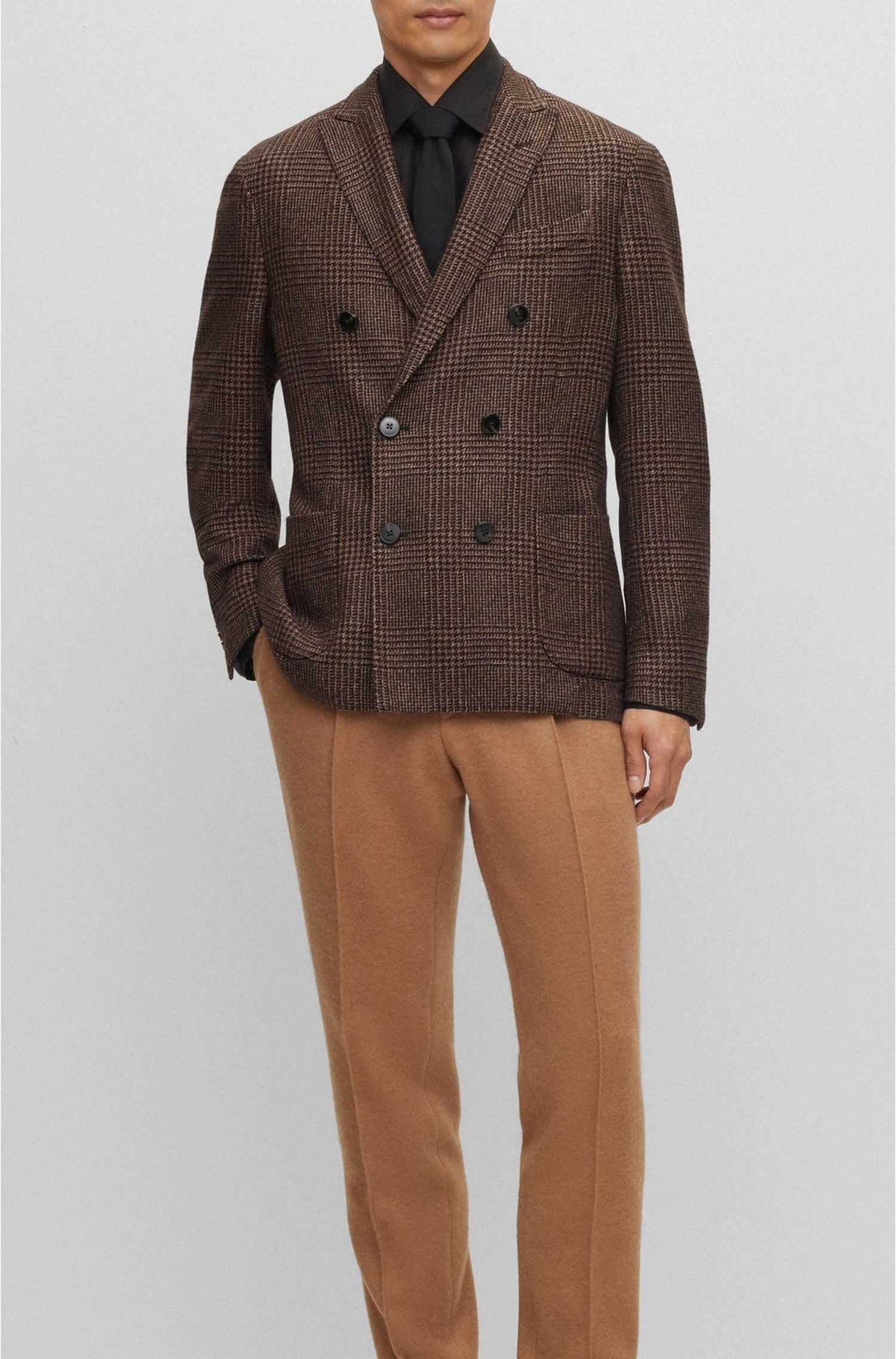 Veste de costume Heston en soie & cachemire - Dark Brown