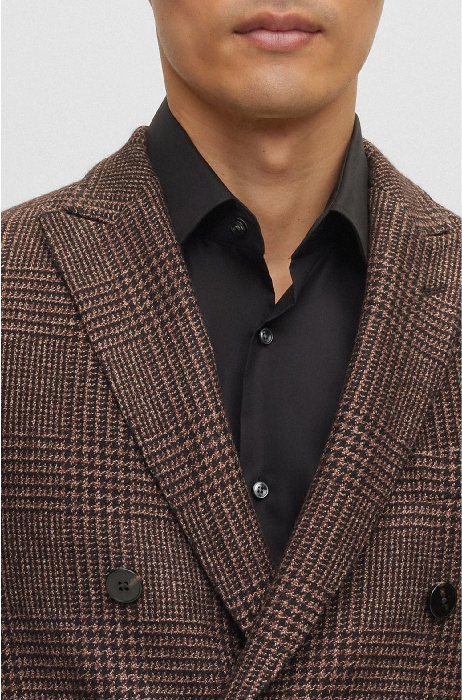 Veste de costume Heston en soie & cachemire - Dark Brown