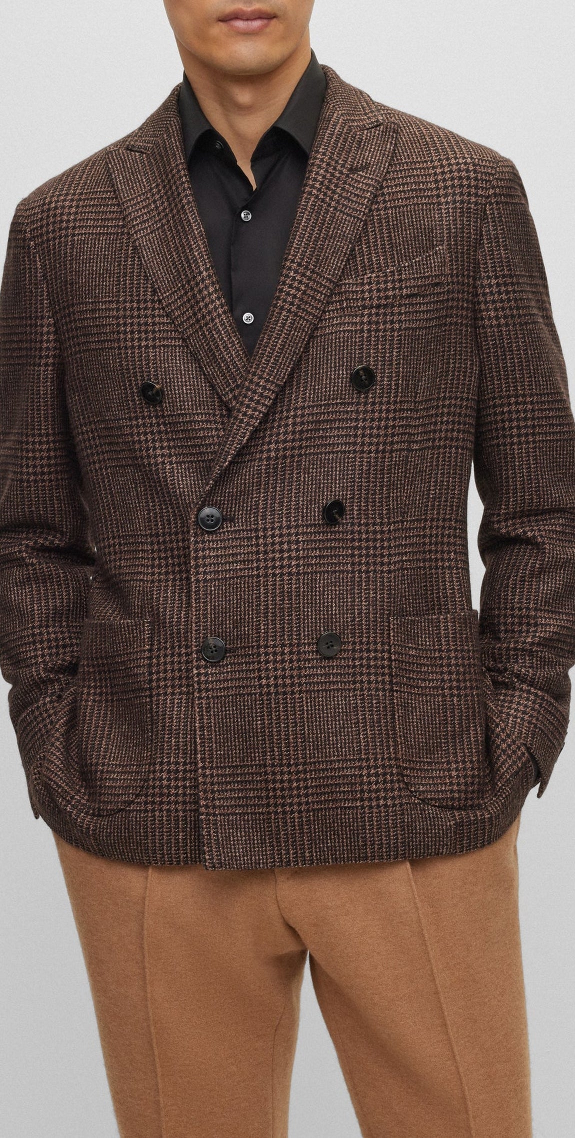 Heston silk blazer - Dark Brown