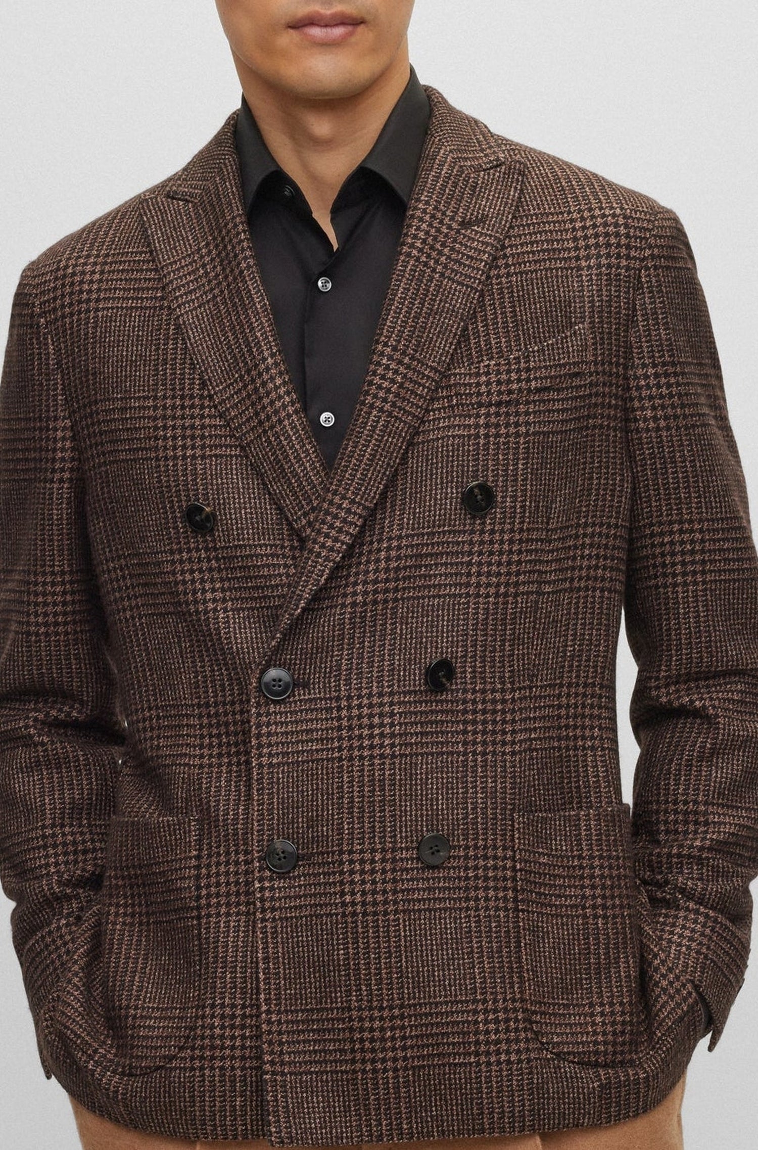 Veste de costume Heston en soie & cachemire - Dark Brown